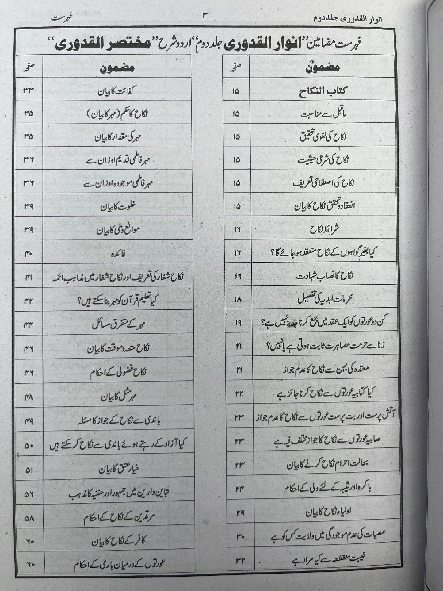 انوار القدوری - Anwaar ul Qudoori (2 Volume)