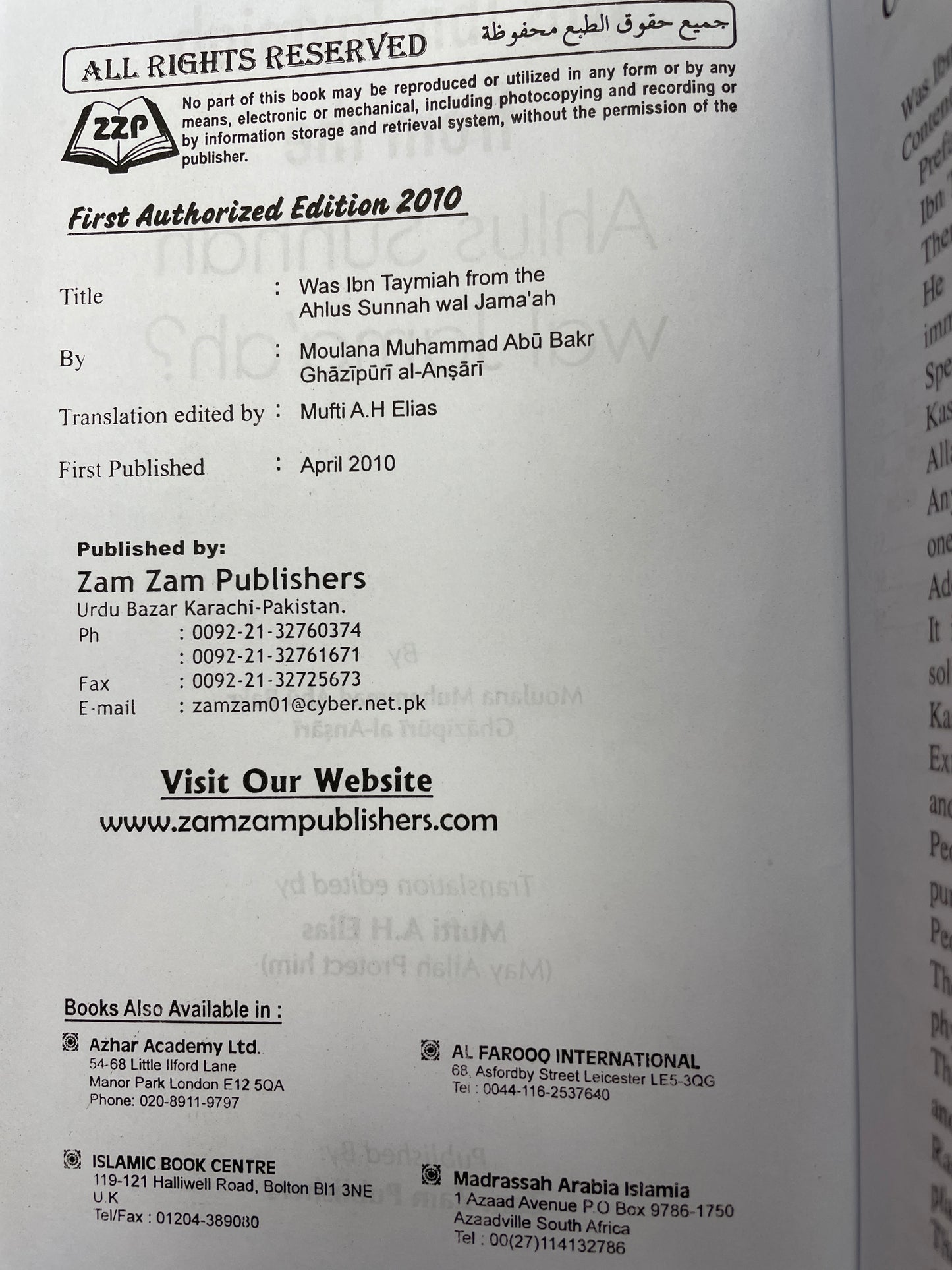 Was Ibn Taymiah From The Ahlus Sunnah Wal Jama’ah