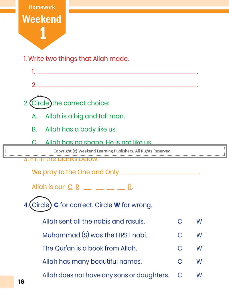 Weekend Learning Islamic Studies - Level 1