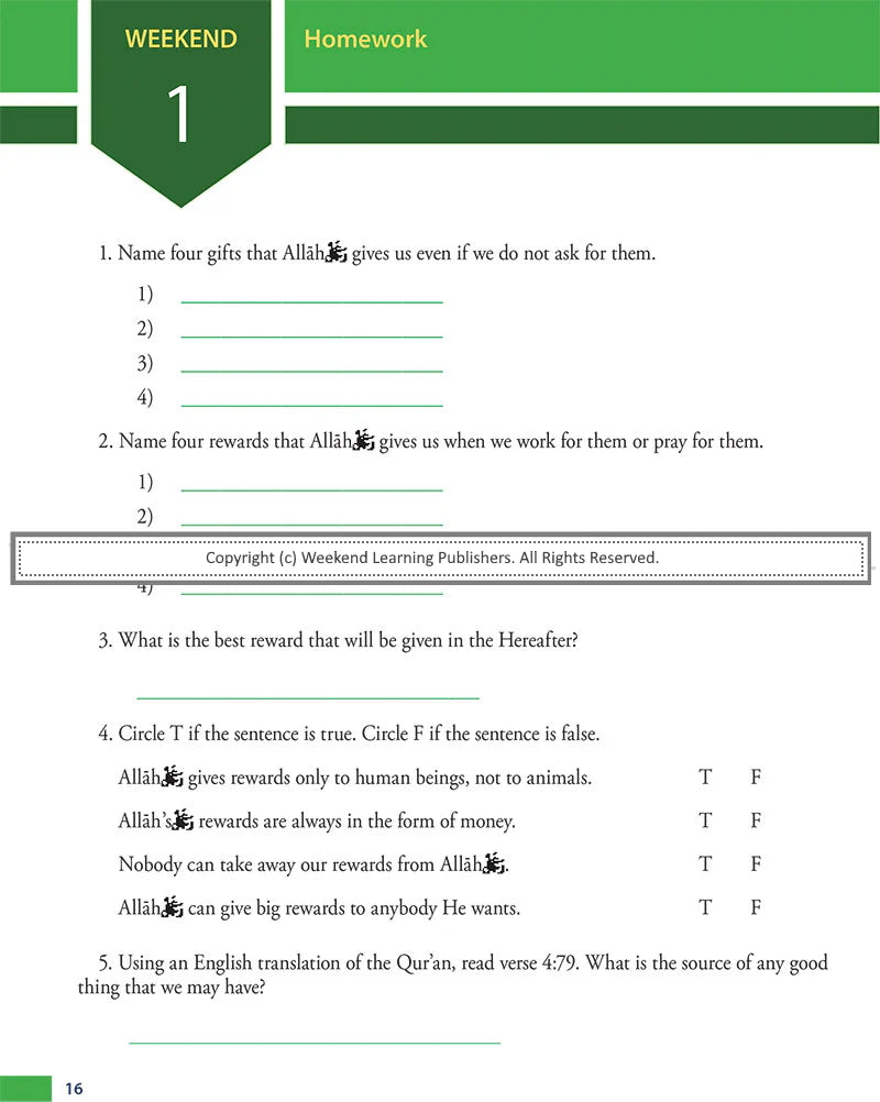 Weekend Learning Islamic Studies - Level 4