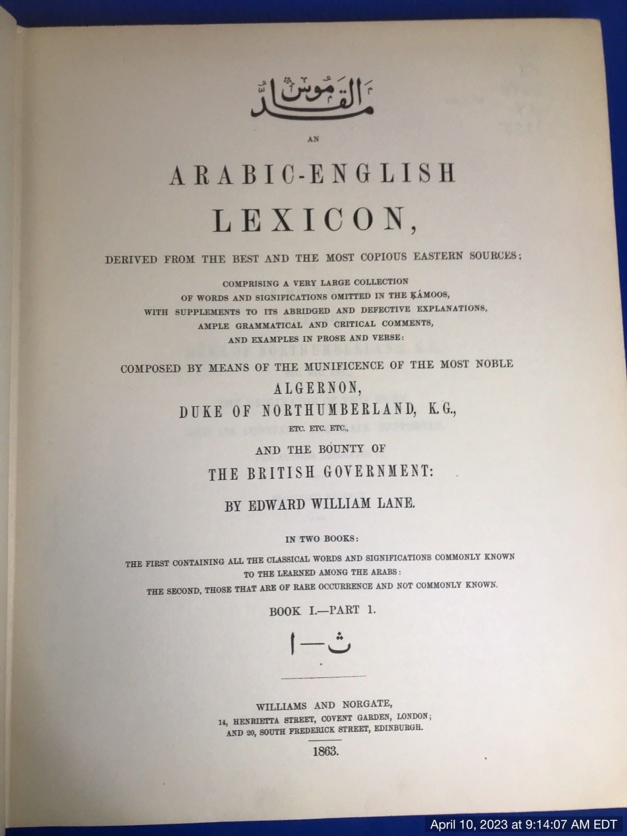 An Arabic-English Lexicon – E.W.LANE